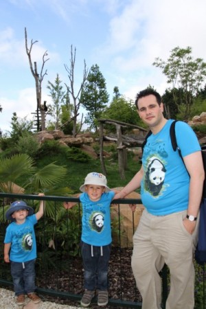 Family at panda enclosure